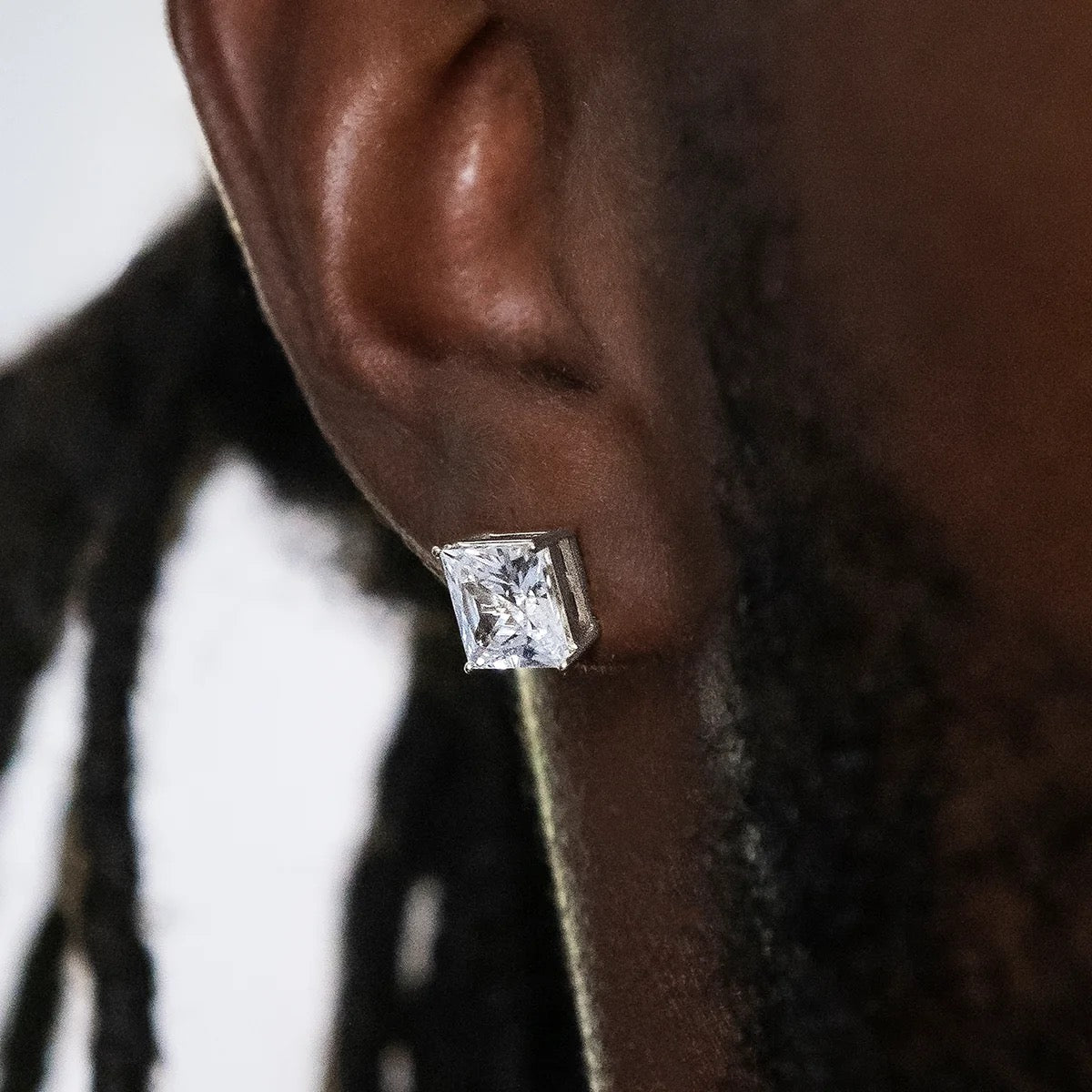 Princess Cut Moissanite Stud Earrings – Classic Square Diamond Look