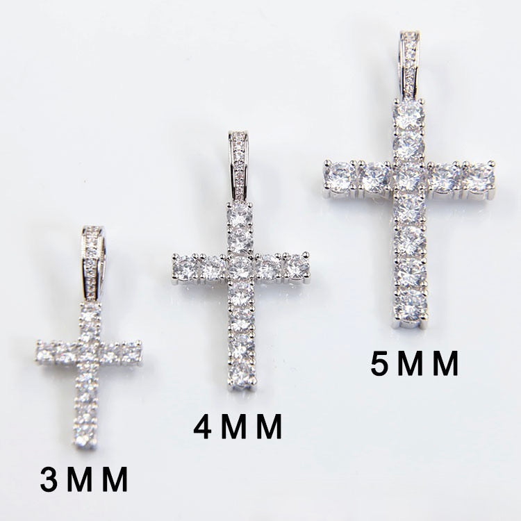 Men's Moissanite Cross Pendant – 925 Sterling Silver