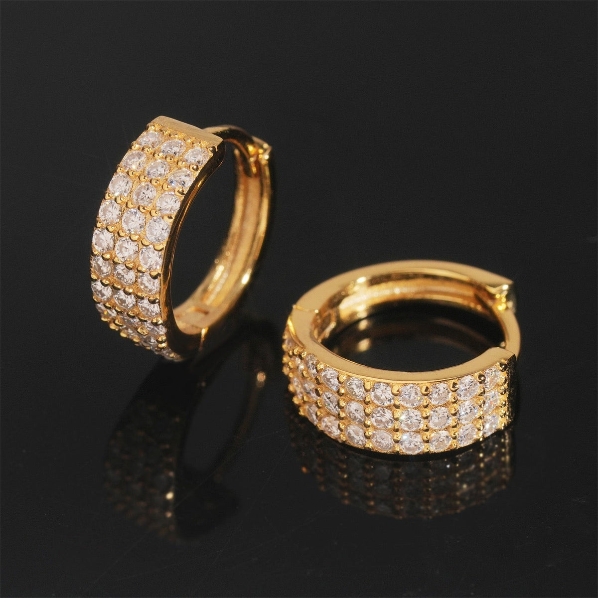 Pavé Moissanite Hoop Earrings - 925 Sterling Silver