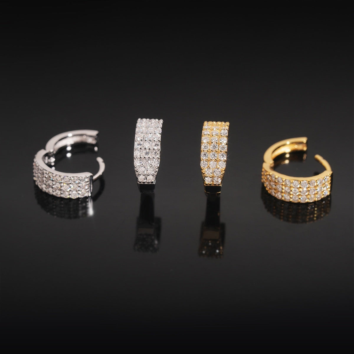 Pavé Moissanite Hoop Earrings - 925 Sterling Silver
