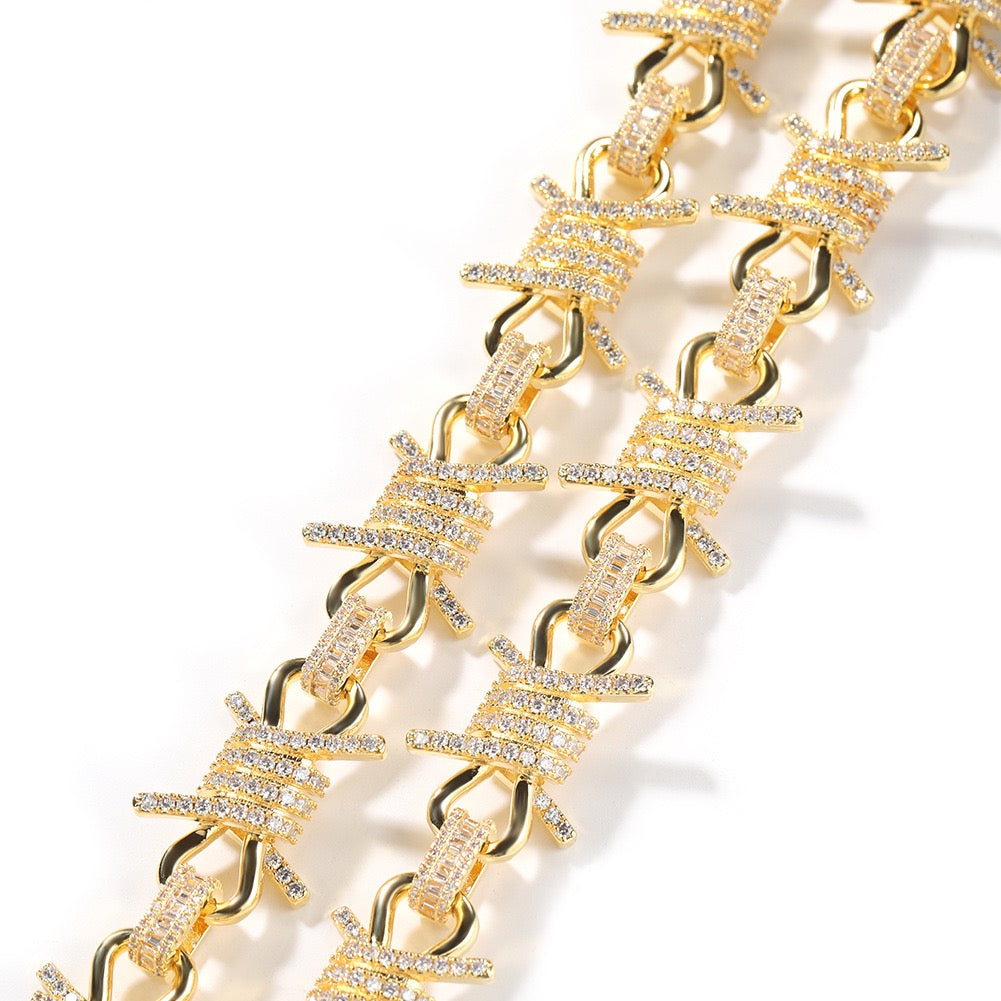 Iced Barbed Wire Chain Bracelet