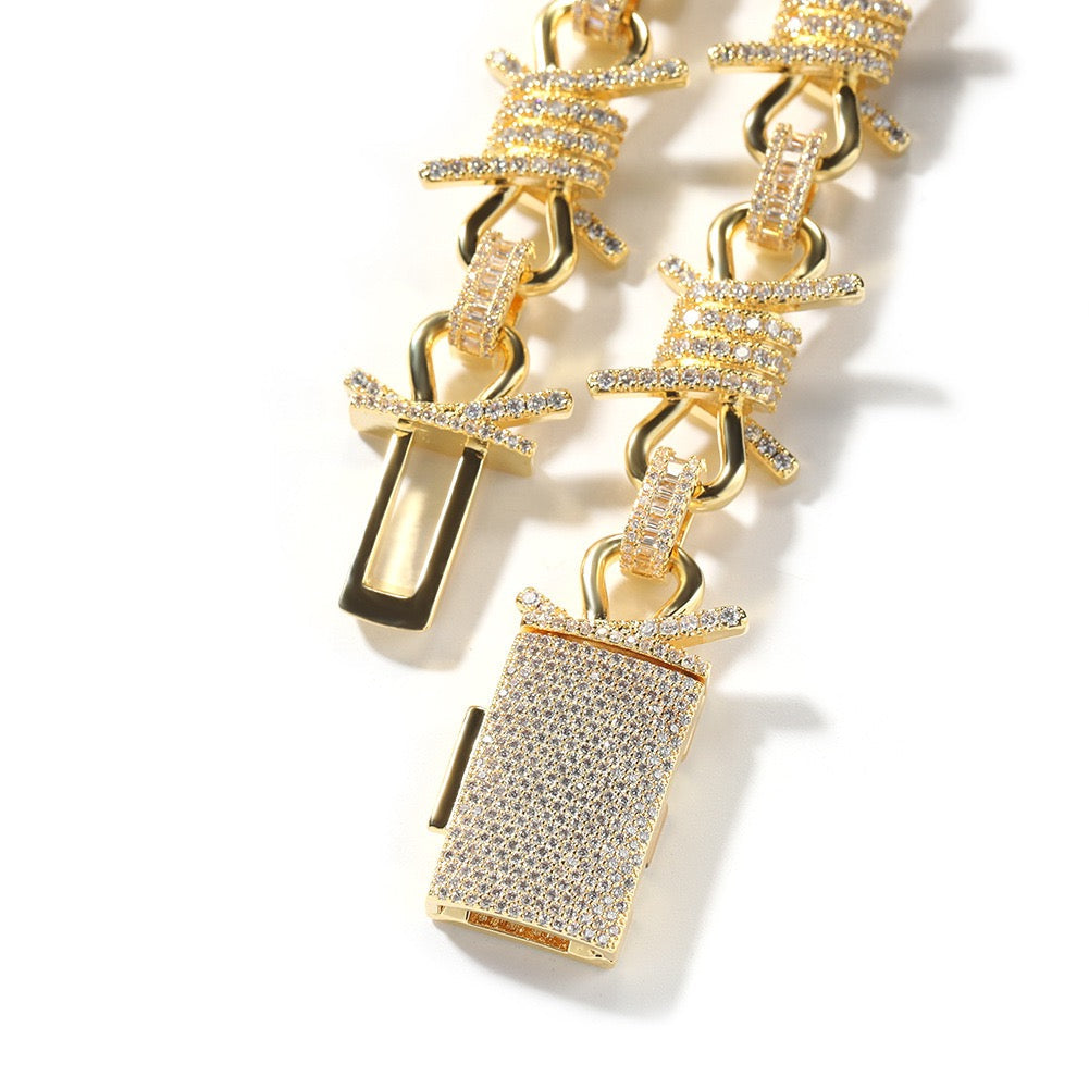 Iced Barbed Wire Chain Bracelet