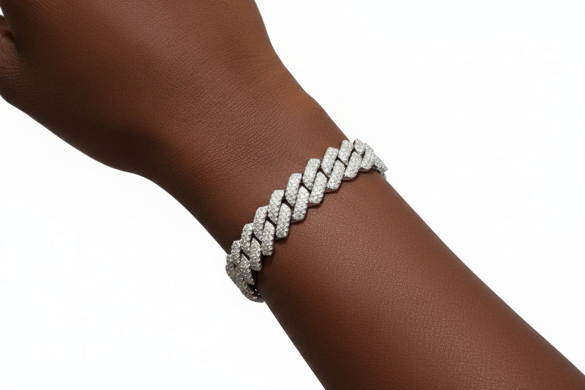 13mm Iced Geometric Cuban Bracelet