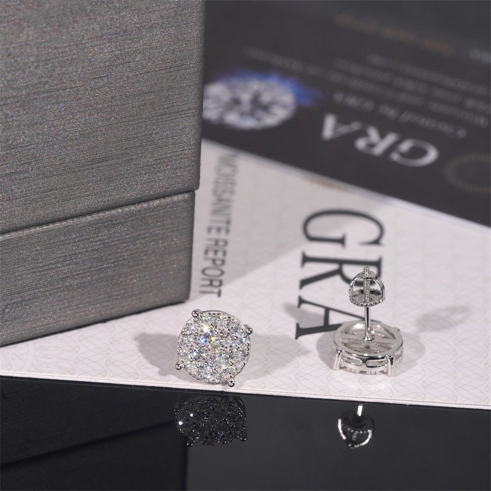 9.8mm Ice Crystal Moissanite Stud Earrings