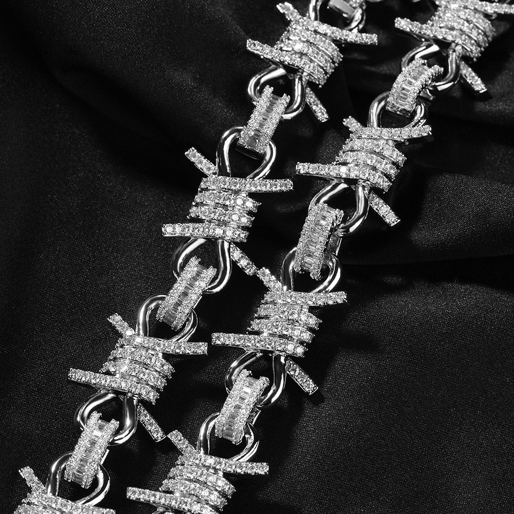 Iced Barbed Wire Chain Bracelet