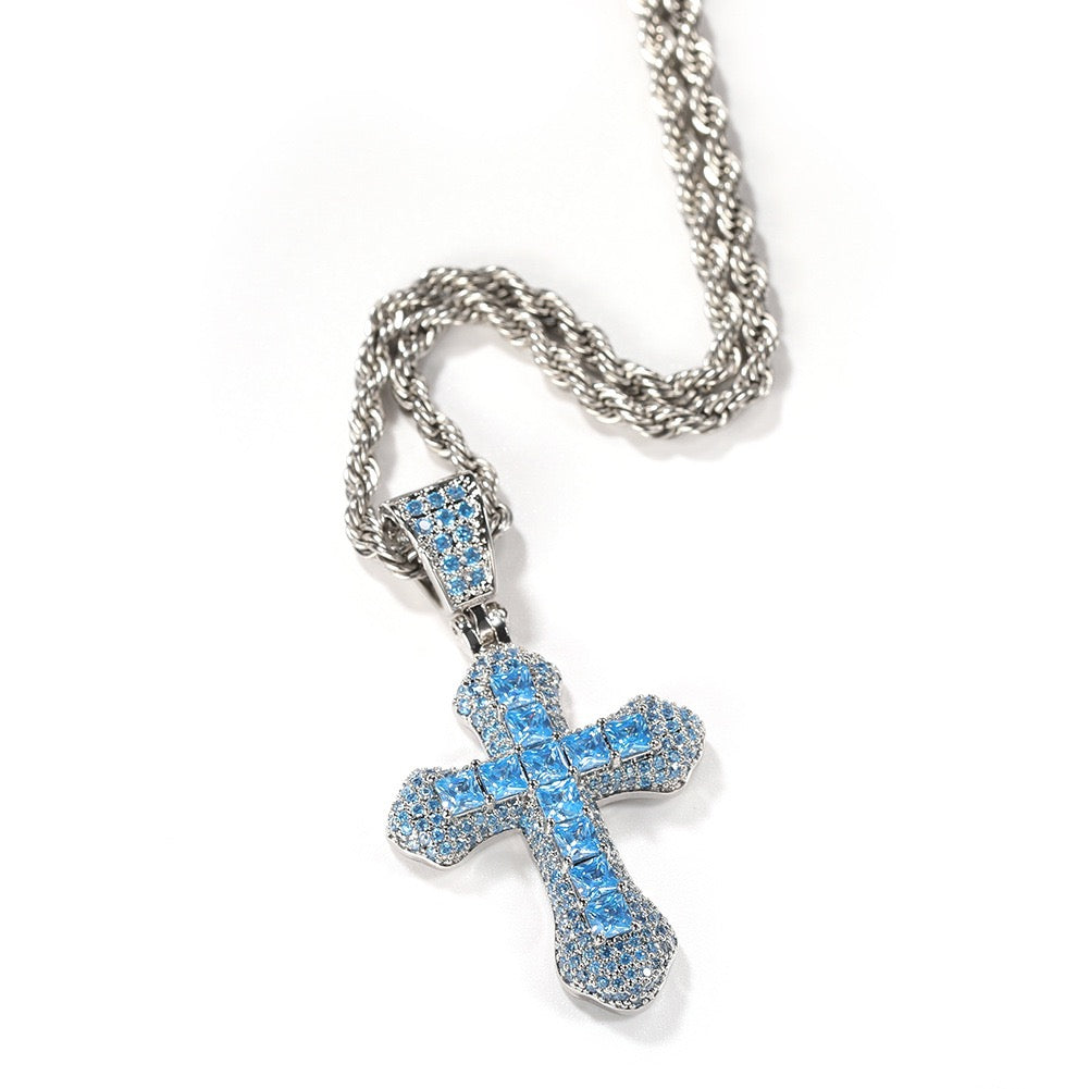 Iced Color Cross Pendant - Hip Hop Jewelry