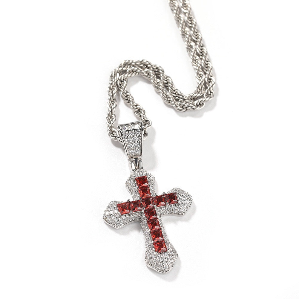 Iced Color Cross Pendant - Hip Hop Jewelry