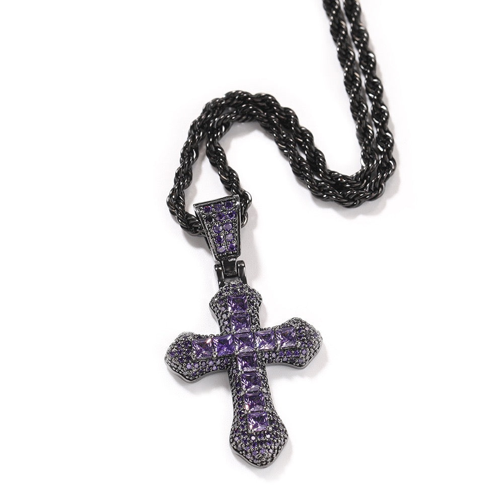 Iced Color Cross Pendant - Hip Hop Jewelry