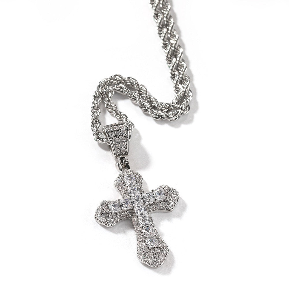 Iced Color Cross Pendant - Hip Hop Jewelry