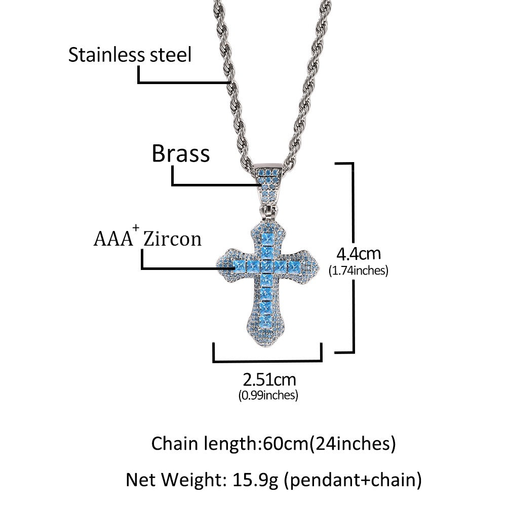 Iced Color Cross Pendant - Hip Hop Jewelry