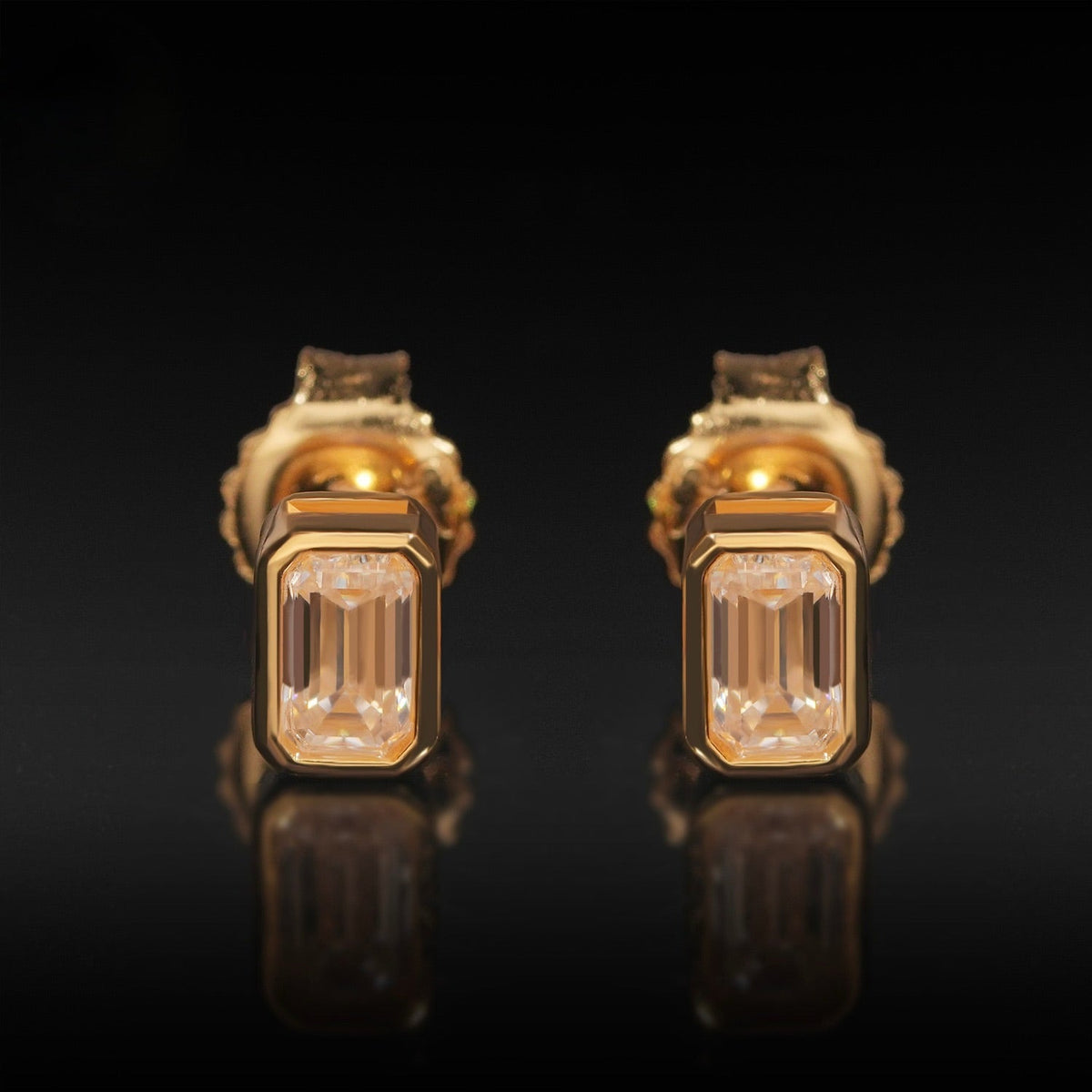0.5ct Emerald Cut Moissanite Stud Earrings - 925 Sterling Silver