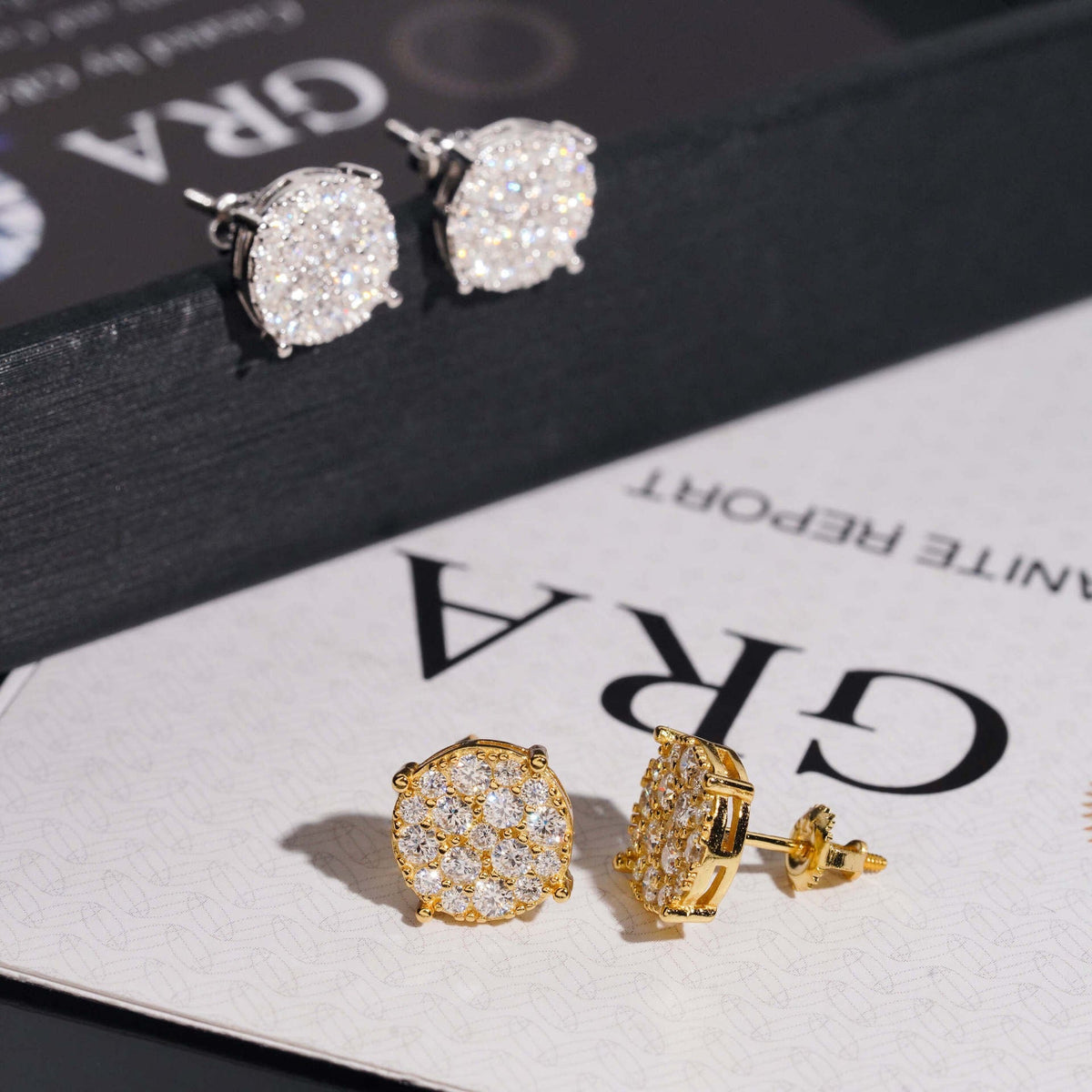 9.8mm Ice Crystal Moissanite Stud Earrings