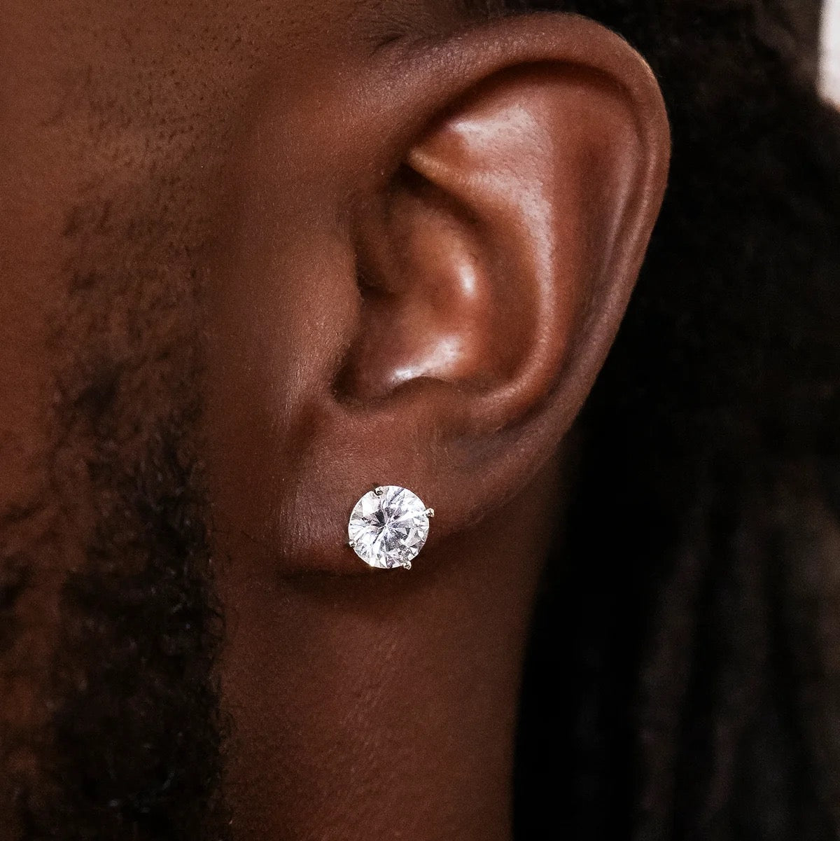 Round Cut VVS Moissanite Stud Earrings – 925 Sterling Silver