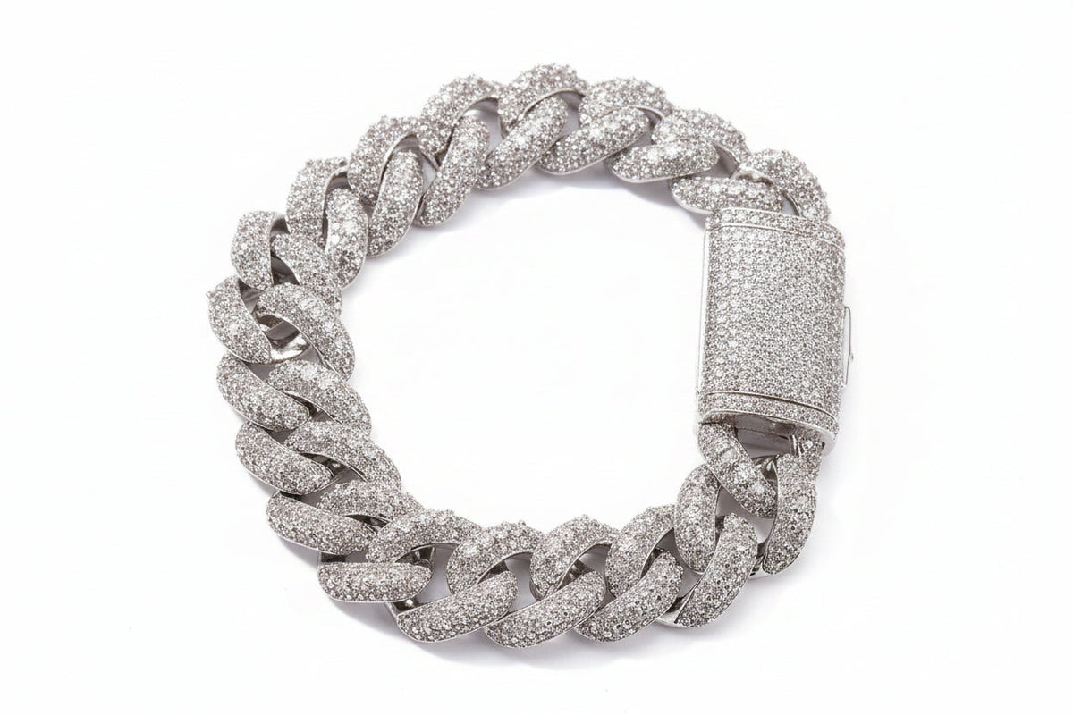 18mm Iced Box Clasp Cuban Bracelet