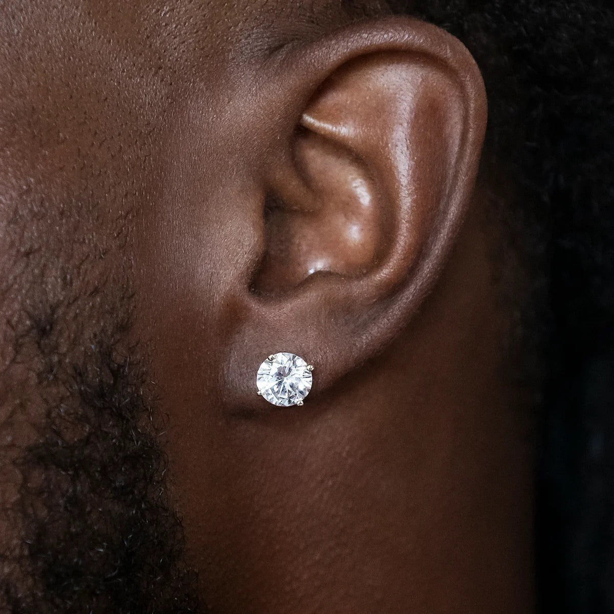 Round Cut VVS Moissanite Stud Earrings – 925 Sterling Silver