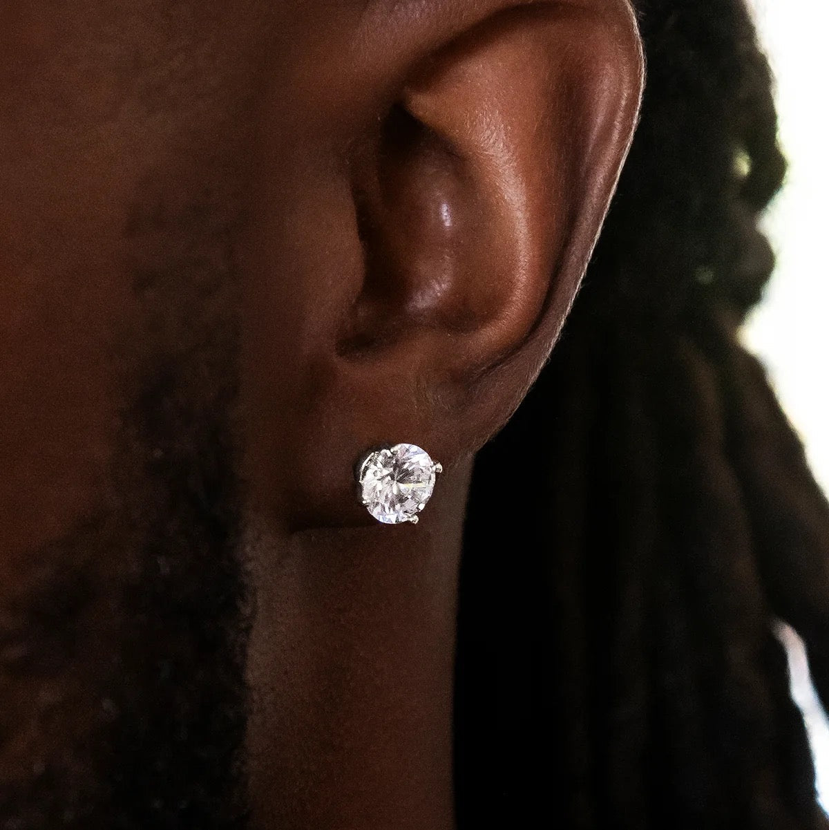 Round Cut VVS Moissanite Stud Earrings – 925 Sterling Silver
