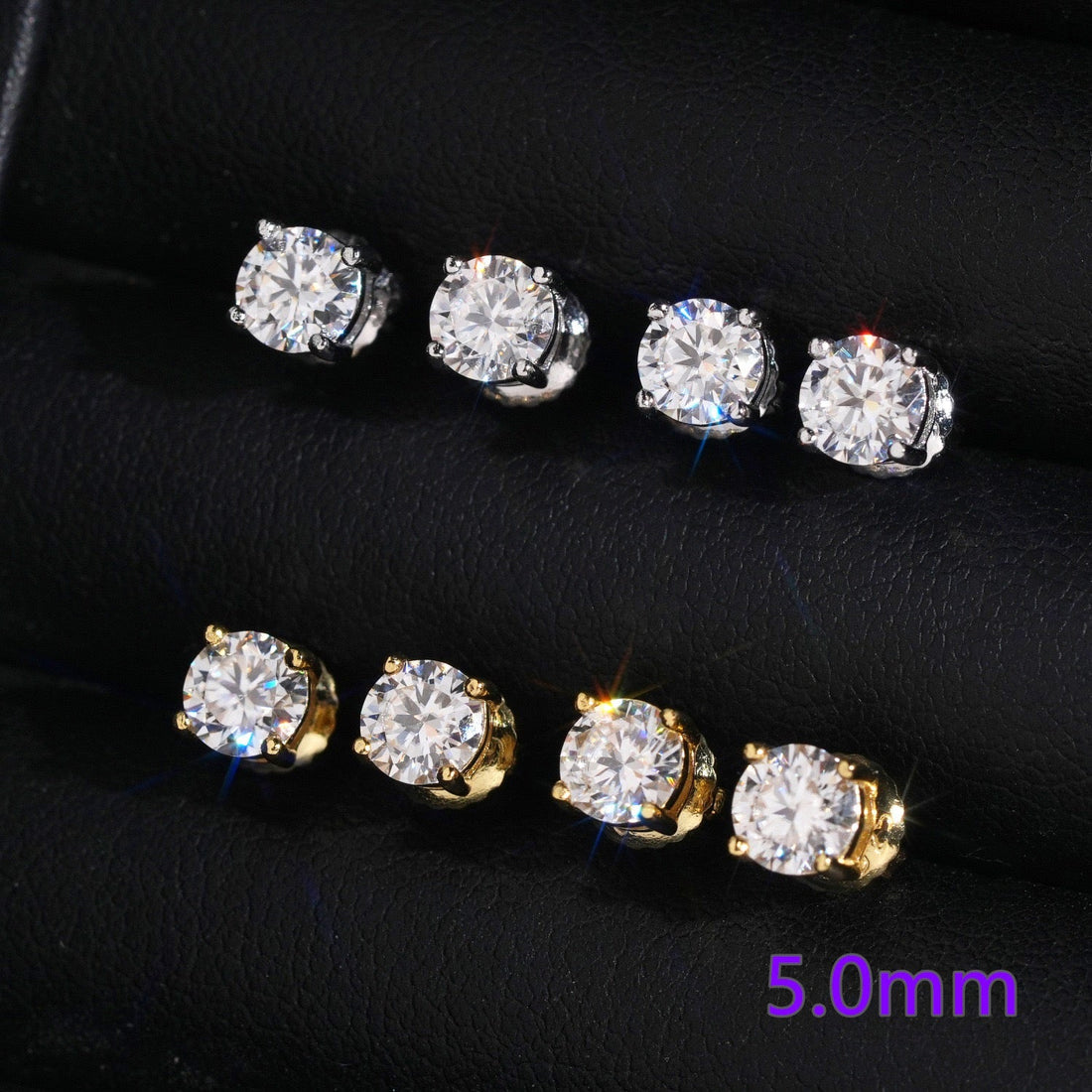5mm Round Cut VVS Moissanite Stud Earrings – 925 Sterling Silver