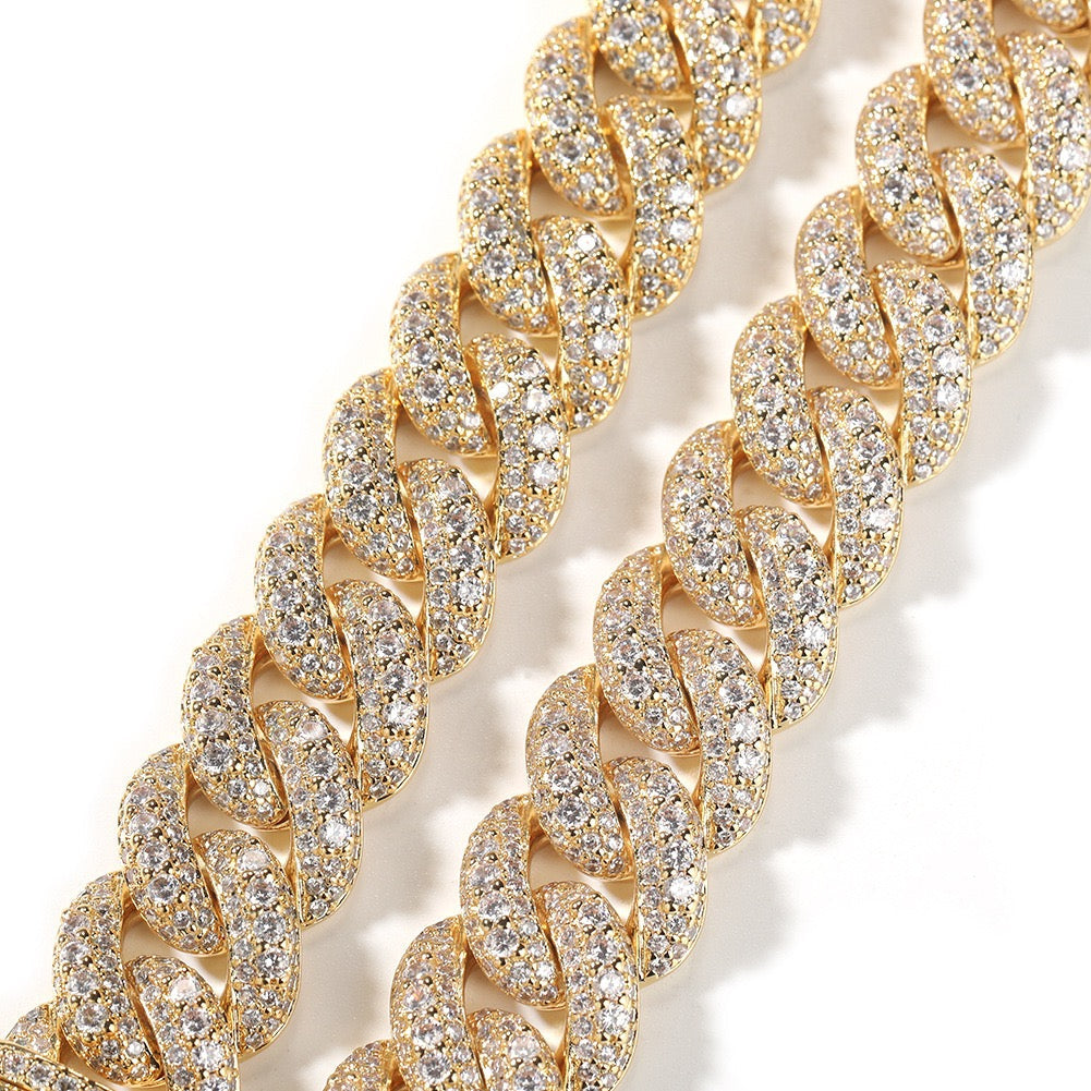18mm Iced Box Clasp Cuban Bracelet