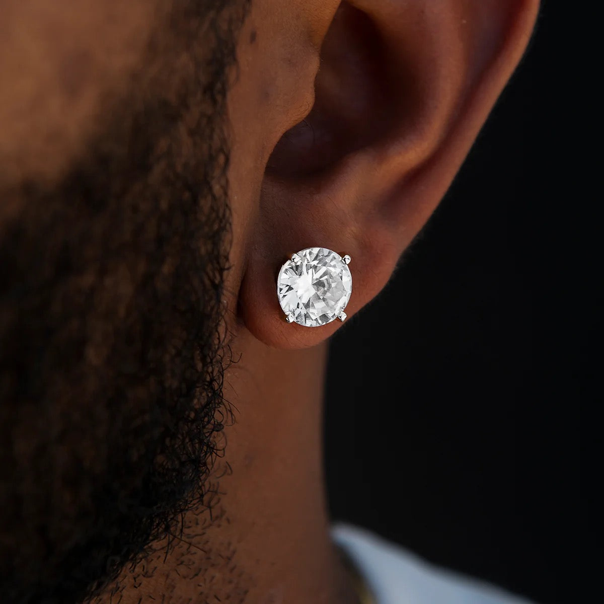 Round Cut VVS Moissanite Stud Earrings – 925 Sterling Silver