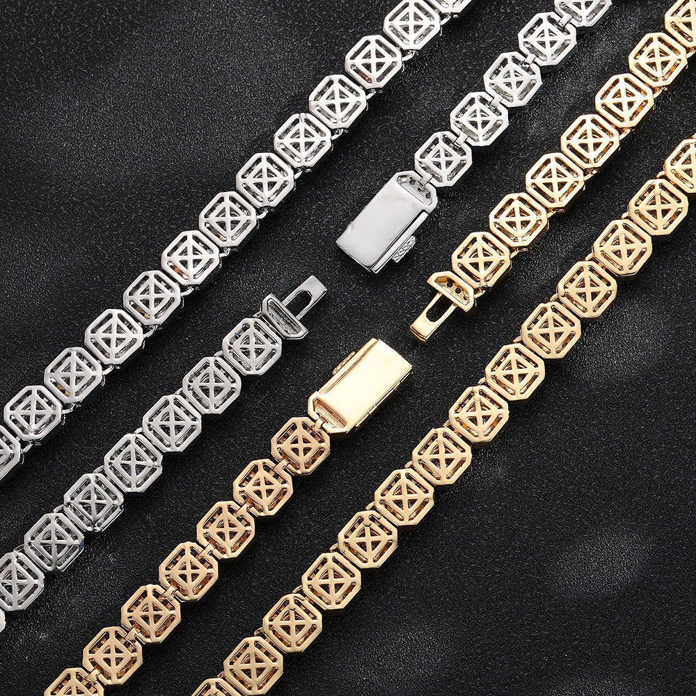 10/12mm Iced Out Halo Tennis Bracelet