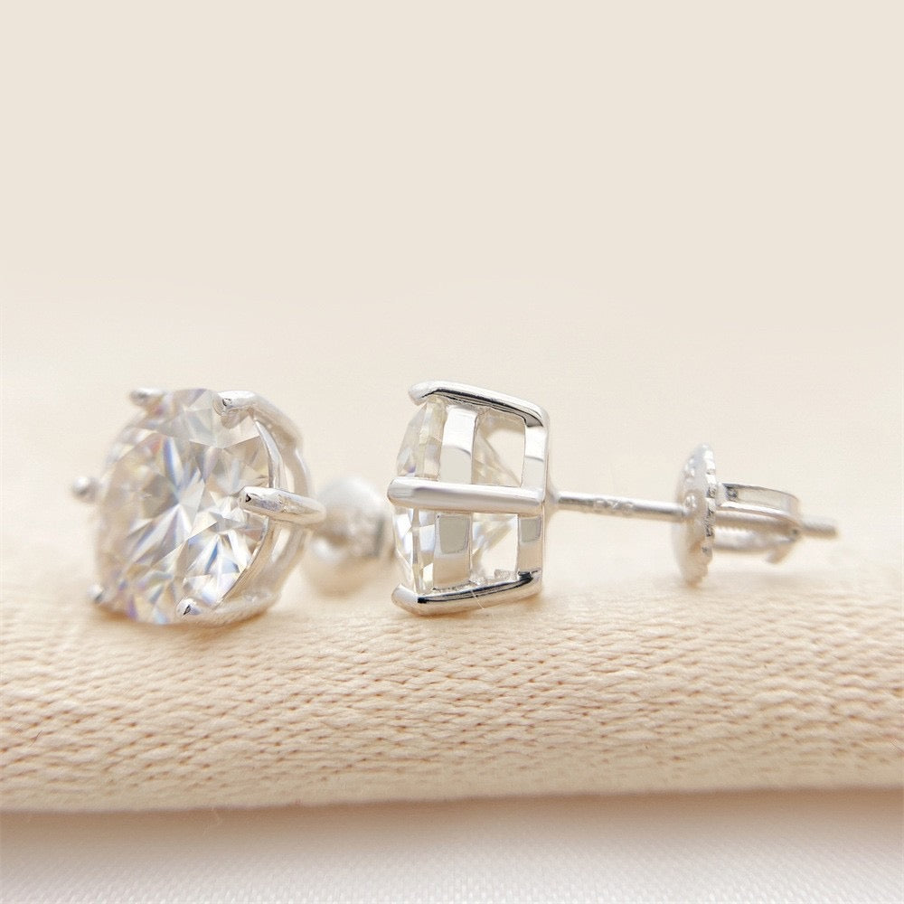 VVS1 D Color Moissanite Stud Earrings - Screw Back