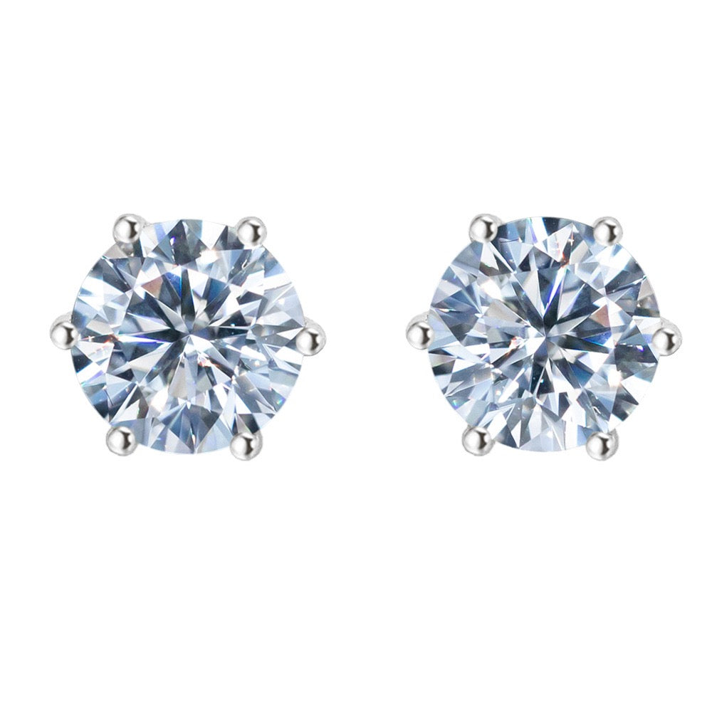 VVS1 D Color Moissanite Stud Earrings - Screw Back