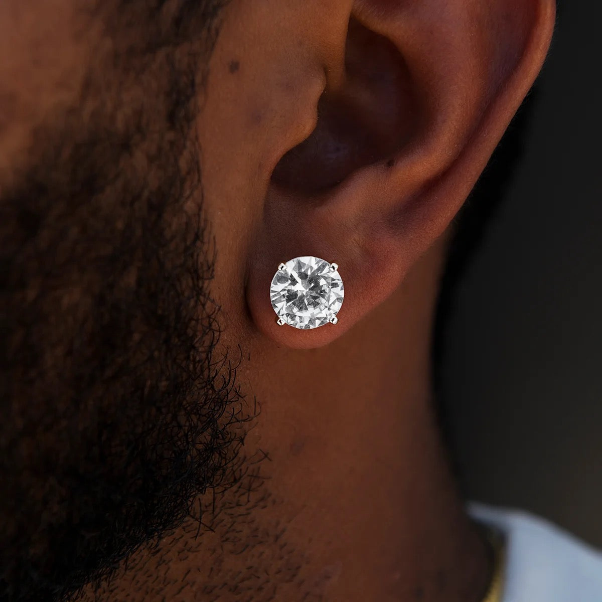 Round Cut VVS Moissanite Stud Earrings – 925 Sterling Silver