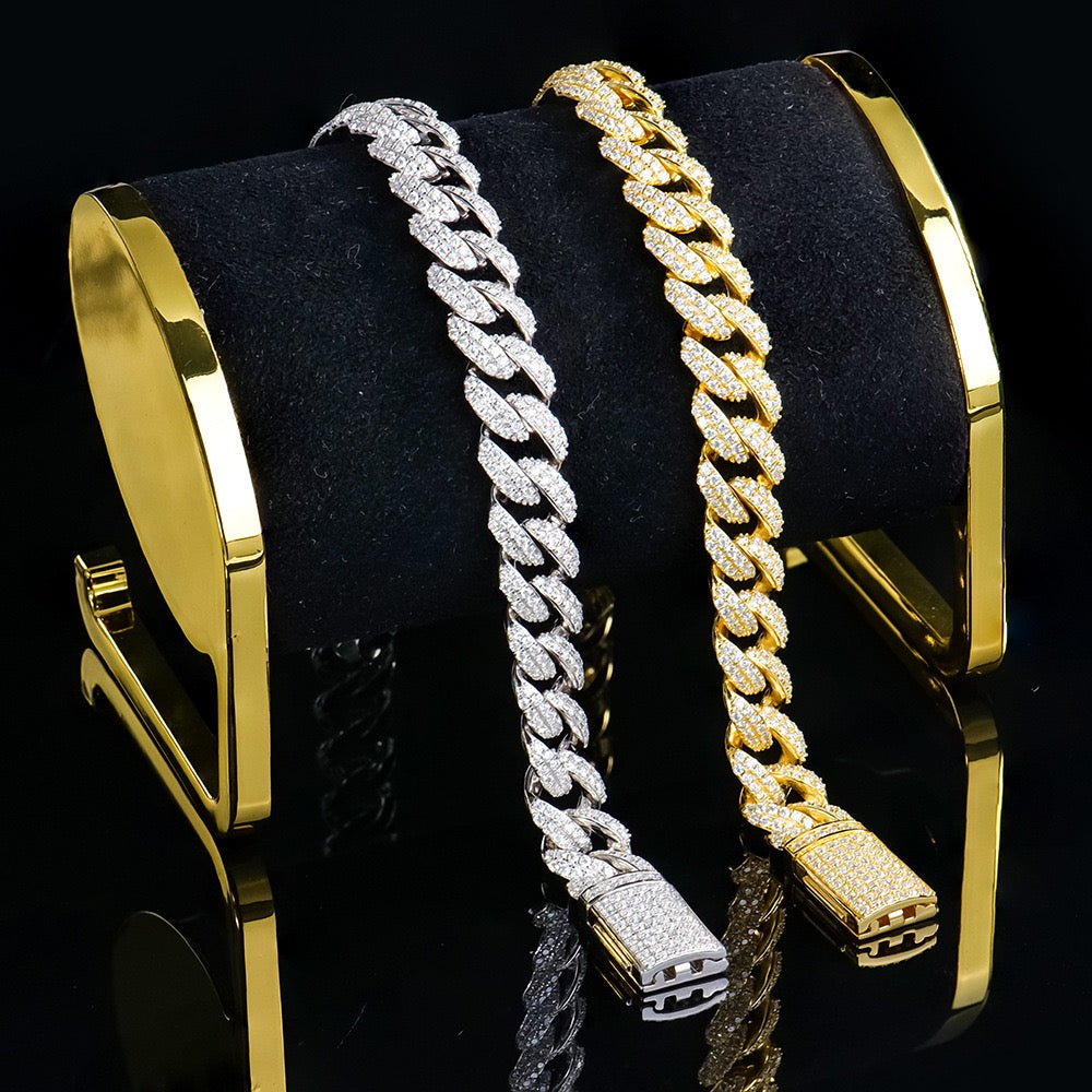 6/10mm VVS Moissanite Cuban Bracelet – 925 Sterling Silver