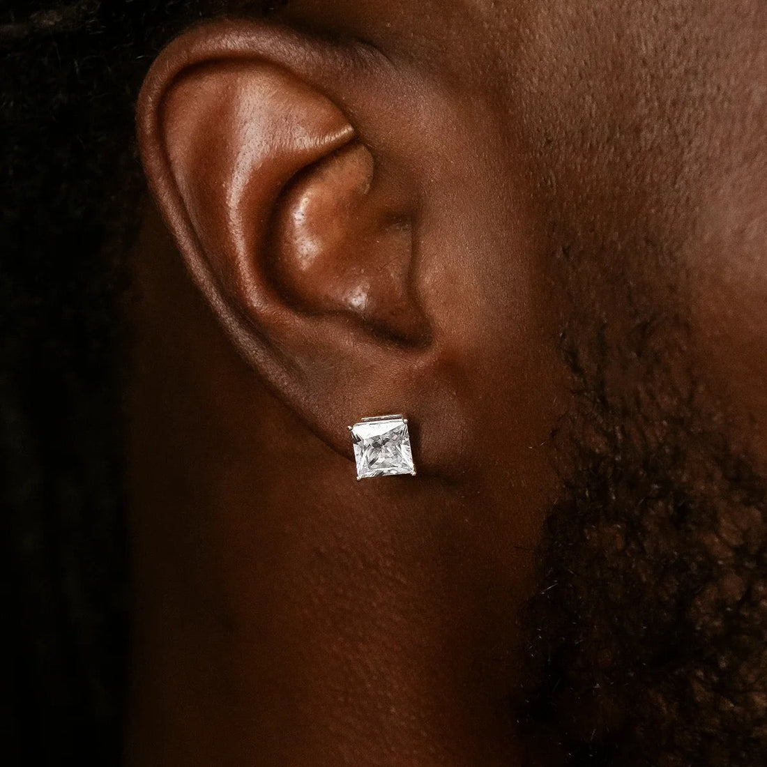Princess Cut Moissanite Stud Earrings – Classic Square Diamond Look