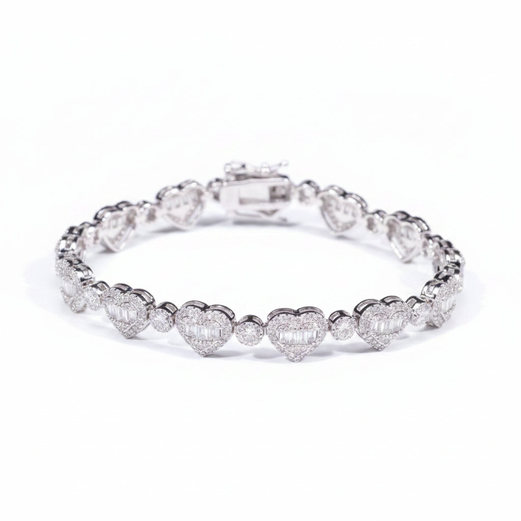 8.5mm Moissanite Heart Link Tennis Bracelet