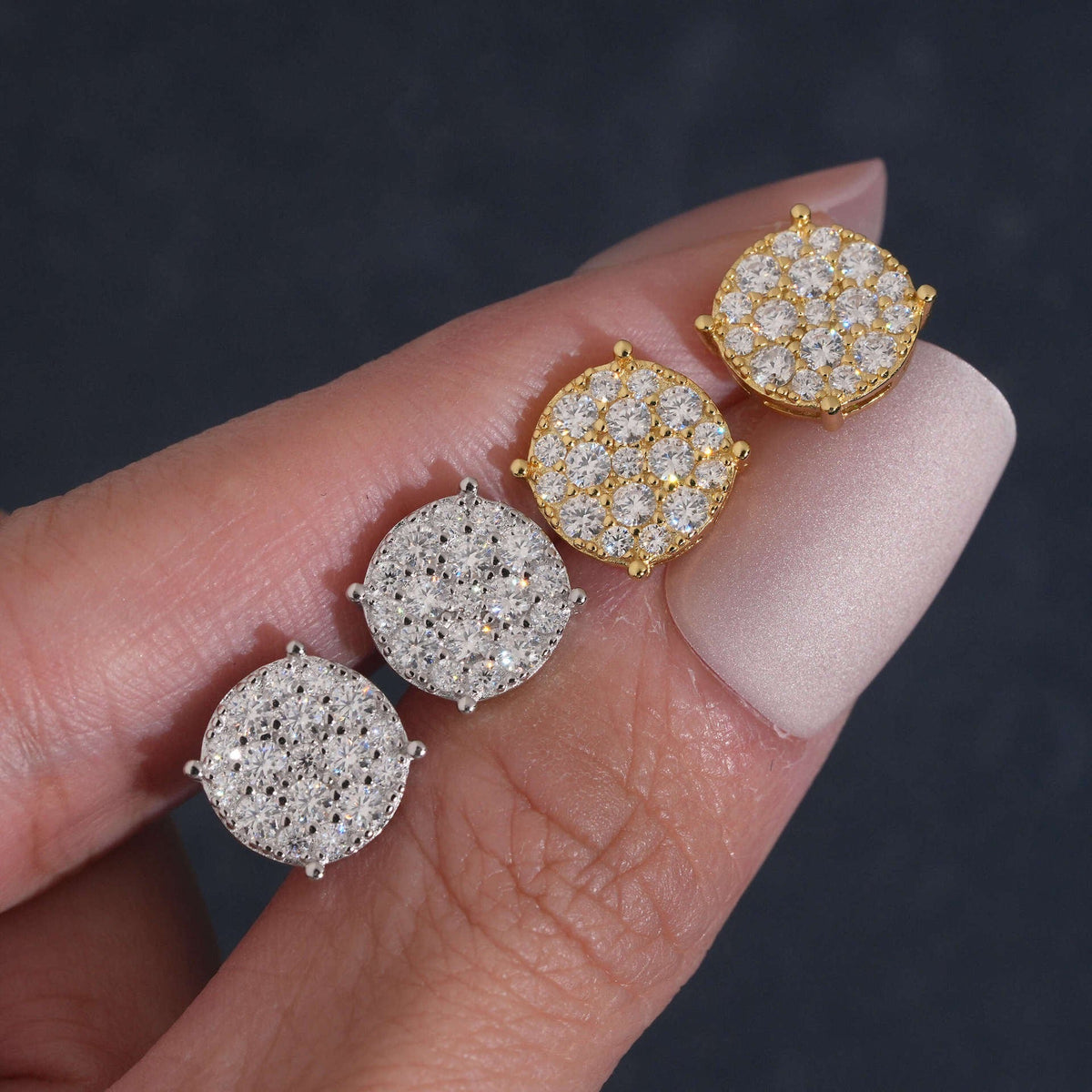 9.8mm Ice Crystal Moissanite Stud Earrings