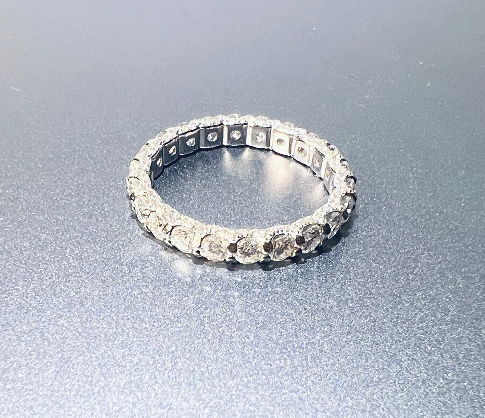 3mm Moissanite Tennis Chain Ring – 925 Sterling Silver Eternity Ring