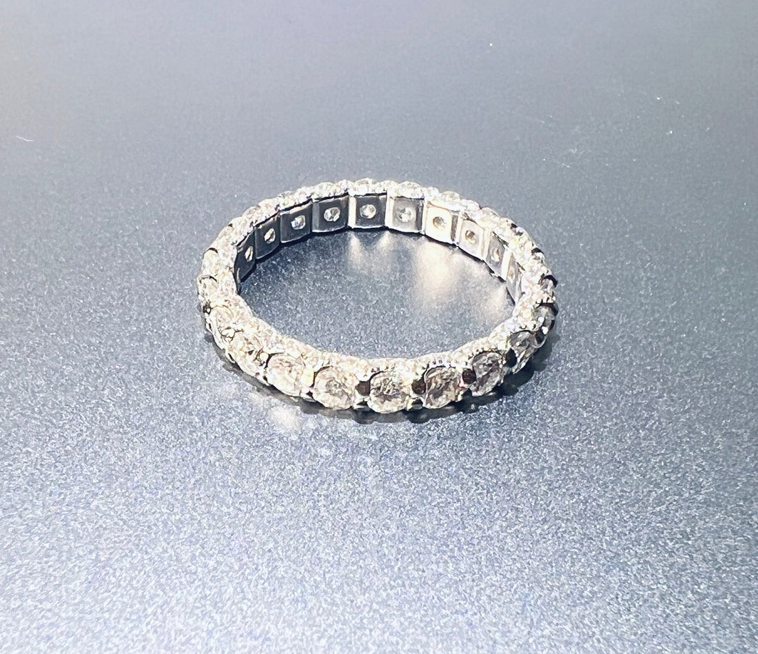 3mm Moissanite Tennis Chain Ring – 925 Sterling Silver Eternity Ring