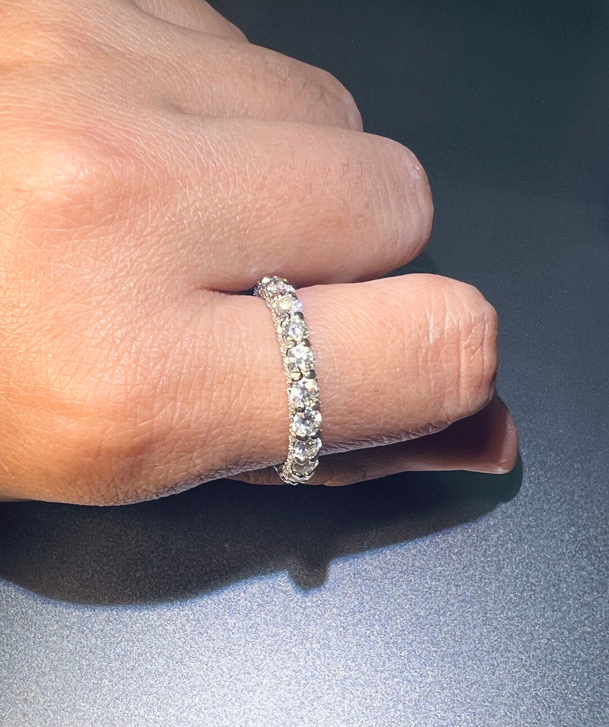 3mm Moissanite Tennis Chain Ring – 925 Sterling Silver Eternity Ring