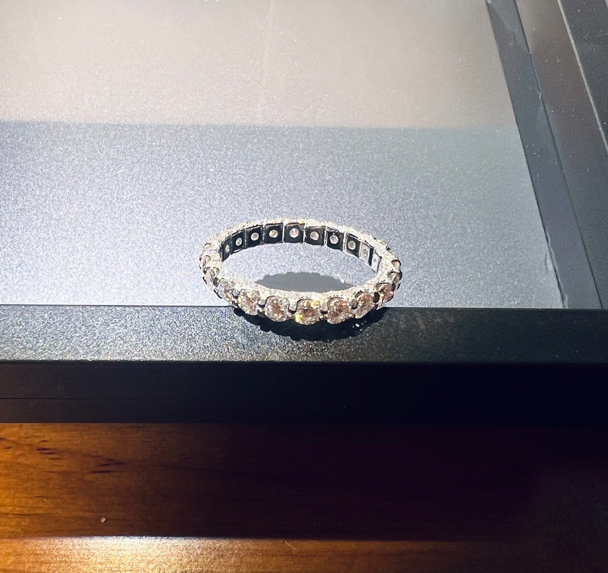 3mm Moissanite Tennis Chain Ring – 925 Sterling Silver Eternity Ring