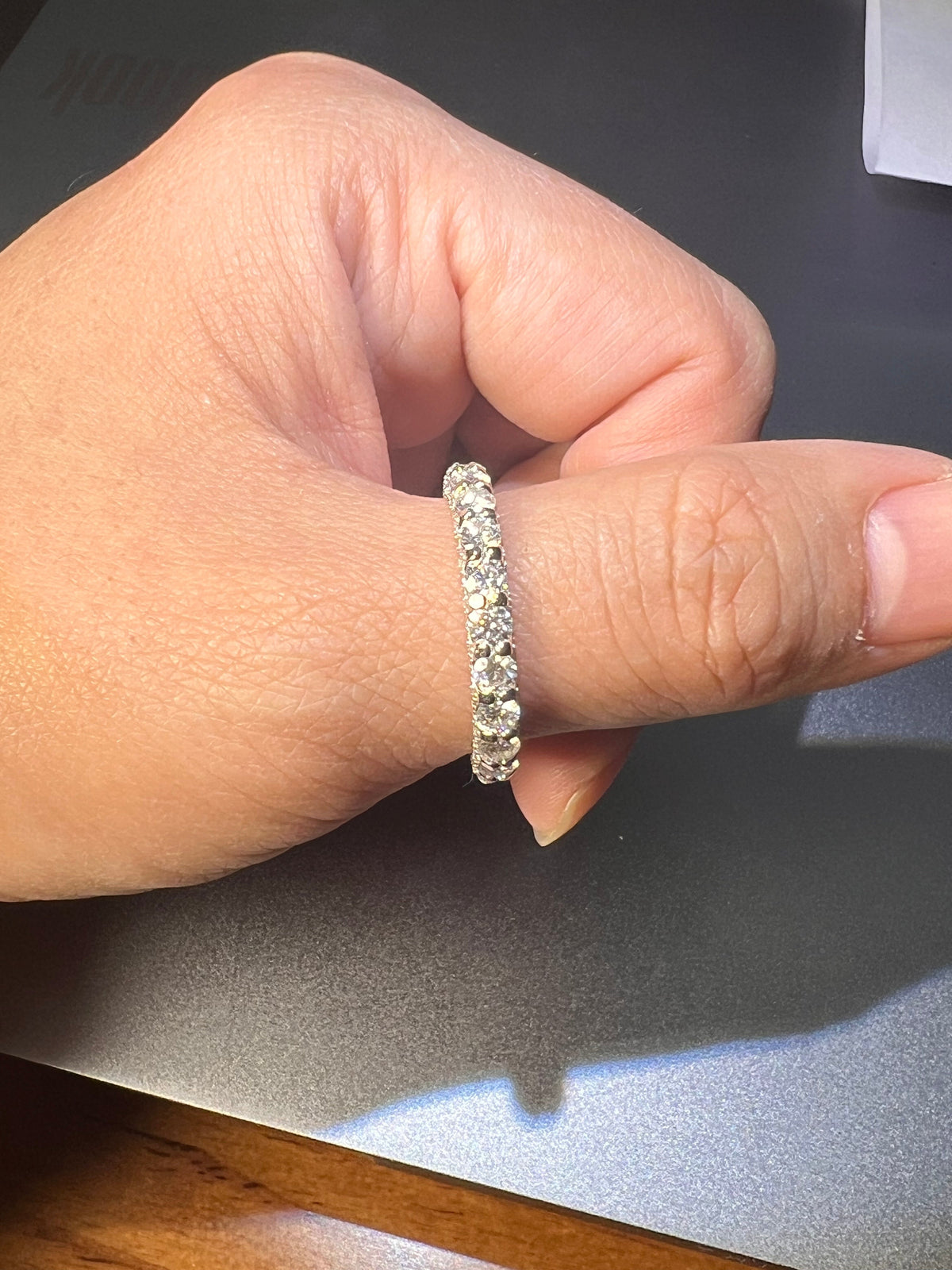 3mm Moissanite Tennis Chain Ring – 925 Sterling Silver Eternity Ring