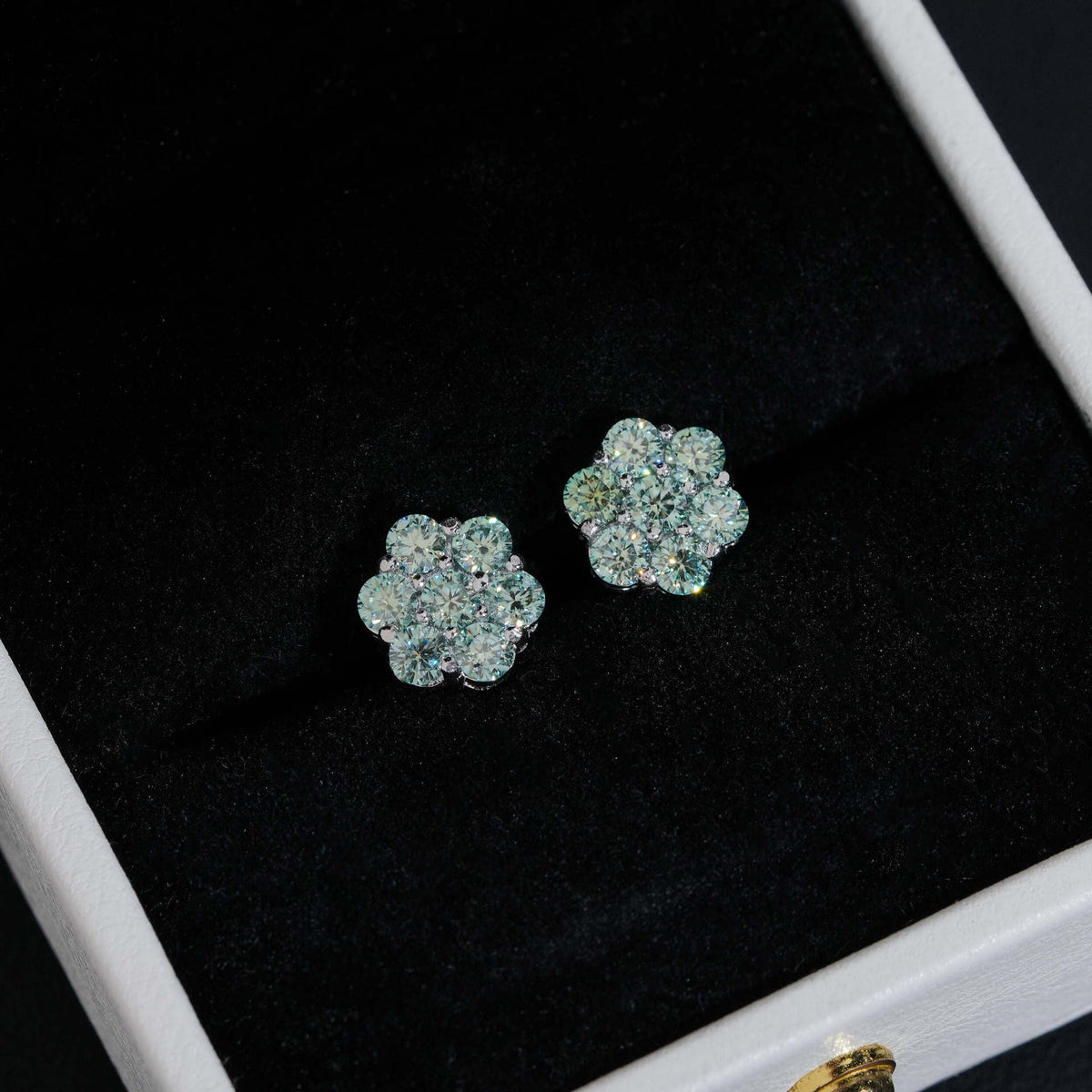 9mm Moissanite 925 Sterling Silver Flower Stud Earrings -Screw Back