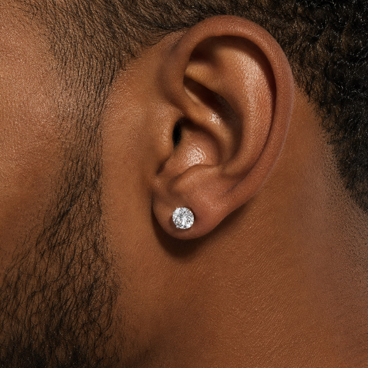 7mm Round Cut VVS Moissanite Stud Earrings – 925 Sterling Silver