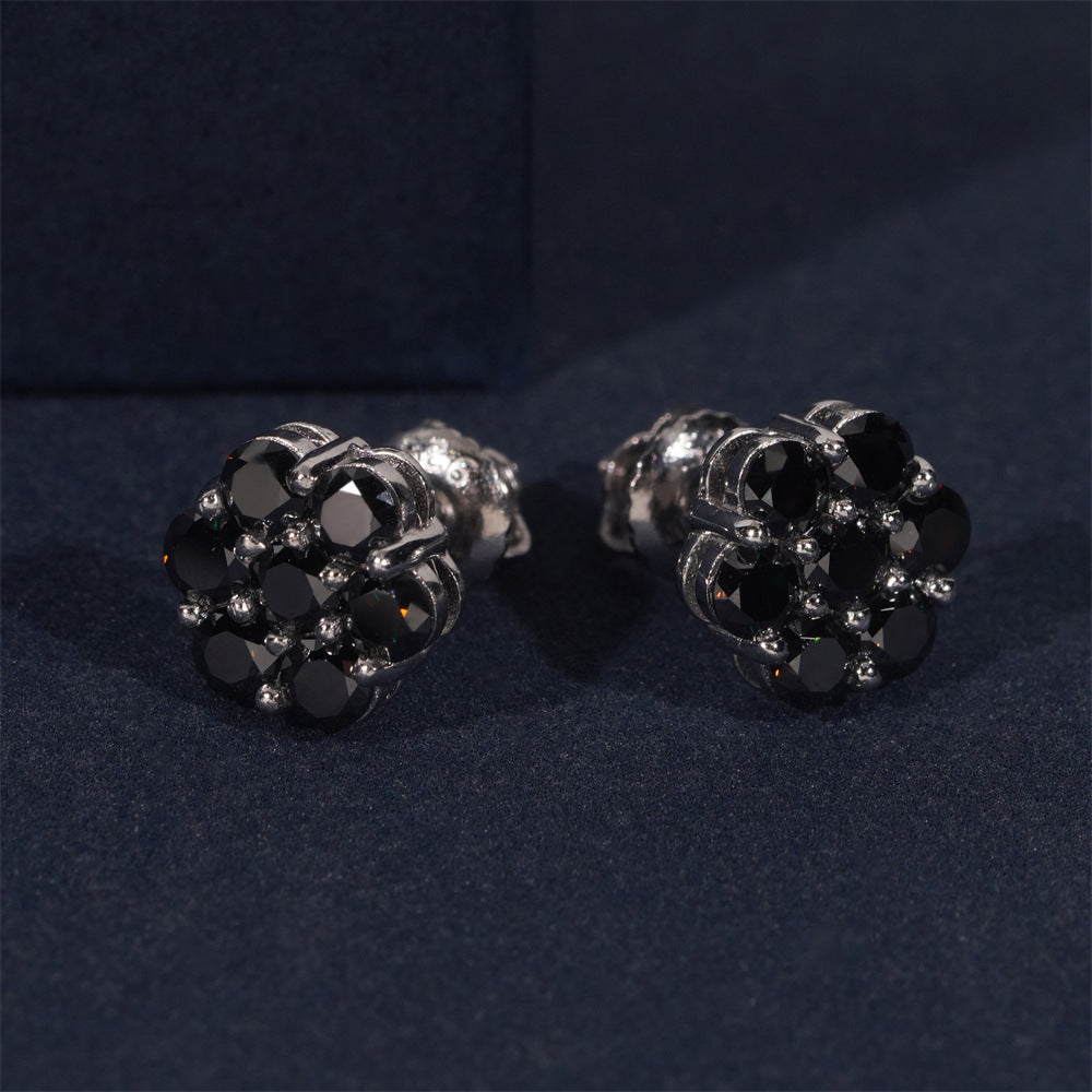 12mm Moissanite 925 Sterling Silver  Flower Stud Earrings -Screw Back