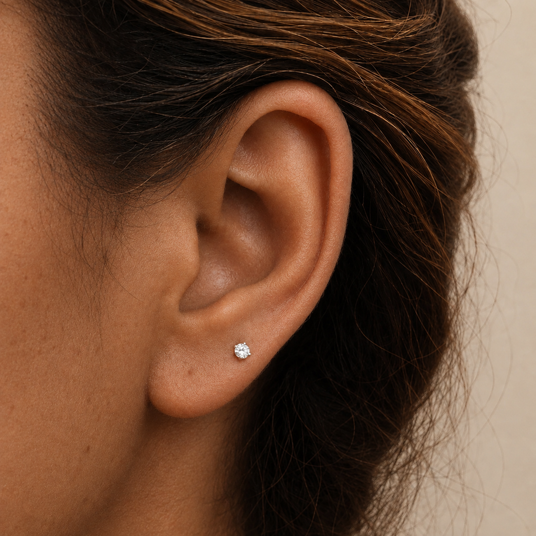 3mm Round Cut VVS Moissanite Stud Earrings – 925 Sterling Silver