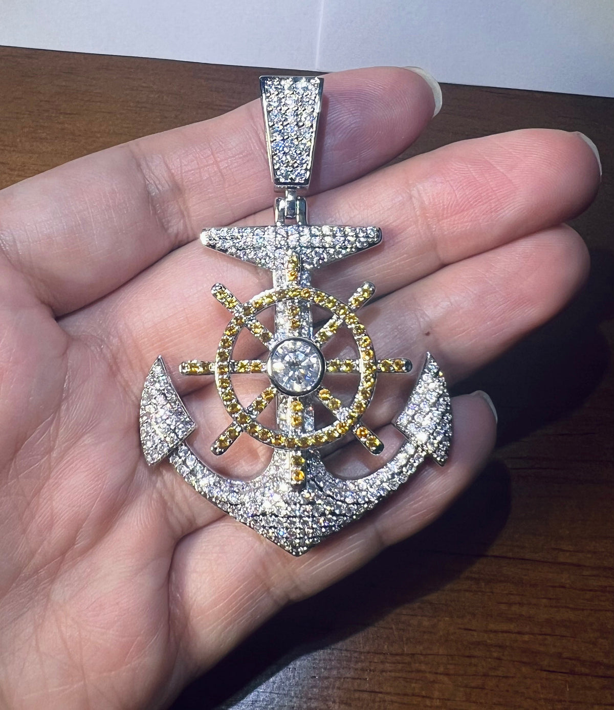 Iced Out Anchor Pendant
