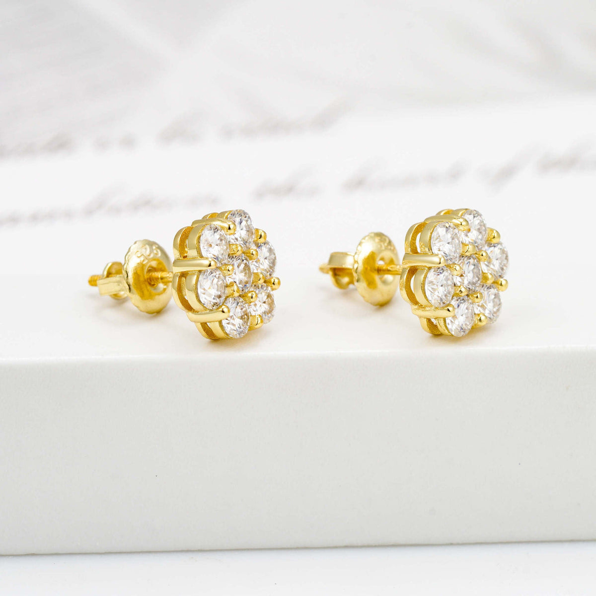 9mm Moissanite 925 Sterling Silver Flower Stud Earrings -Screw Back