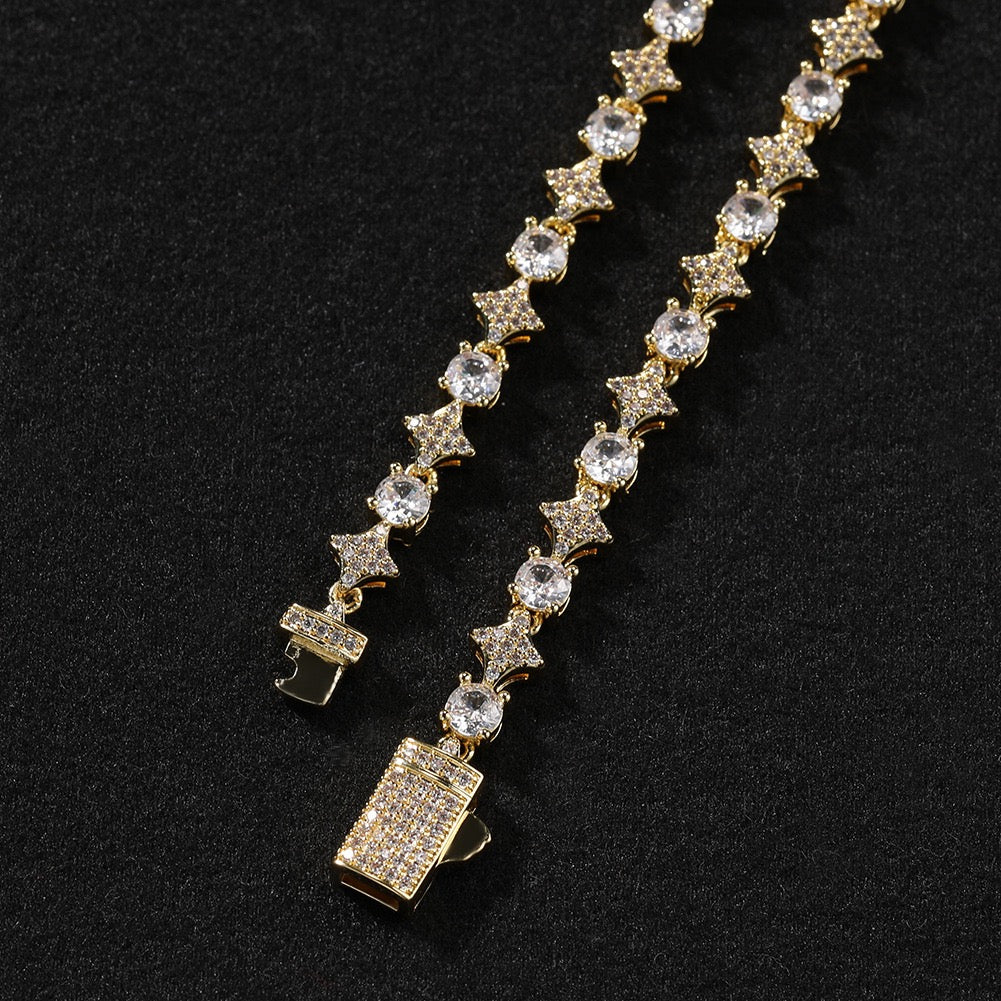 6mm Iced Out Star Tennis Chain Bracelet