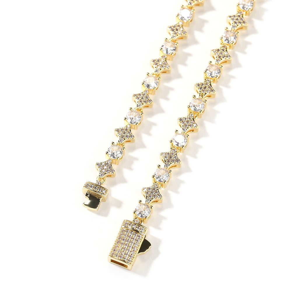 6mm Iced Out Star Tennis Chain Bracelet