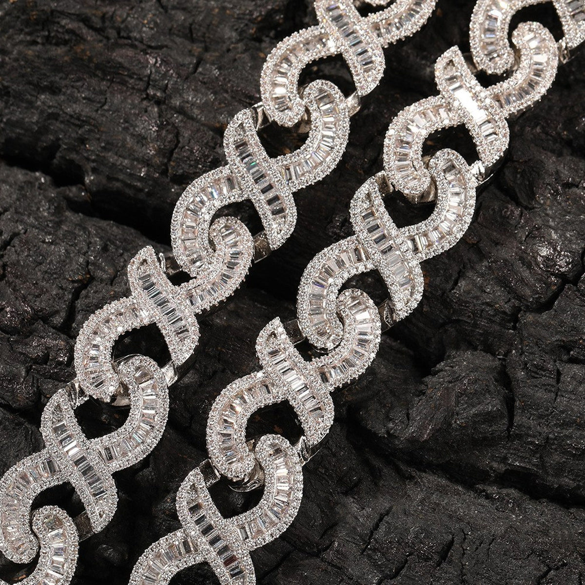 15mm Baguette CZ Infinity Link Bracelet