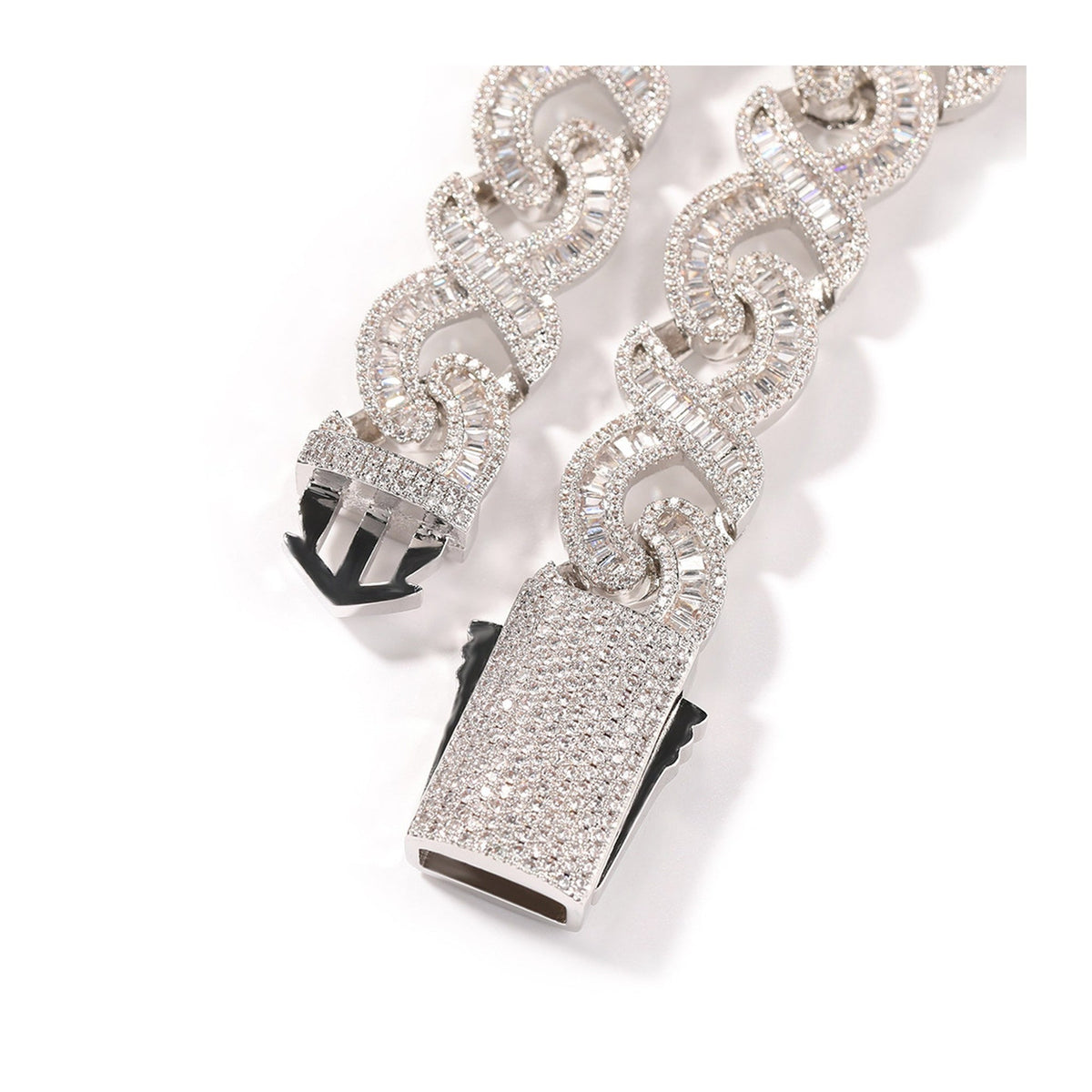 15mm Baguette CZ Infinity Link Bracelet