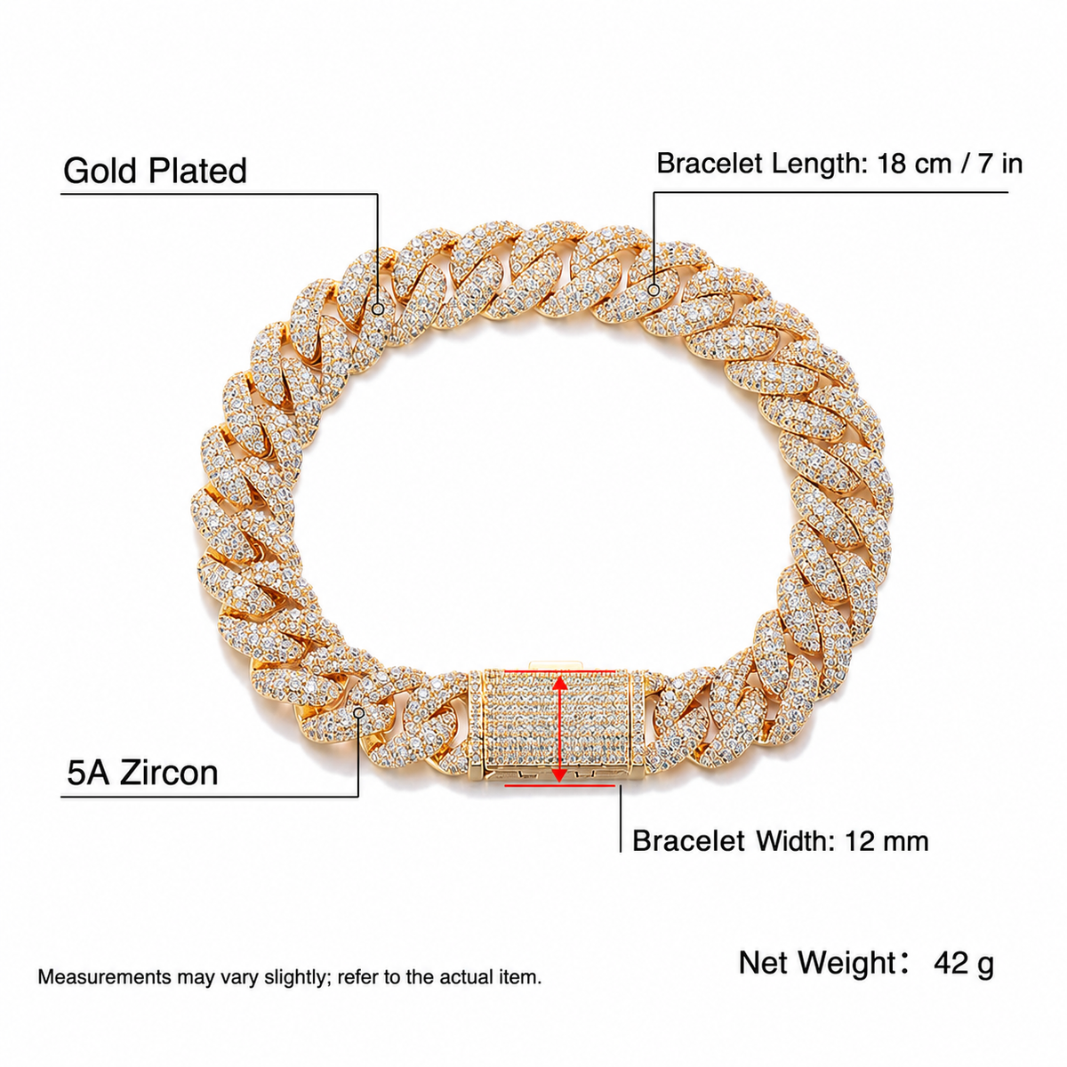 12–18mm Iced Bubble Cuban Link Bracelet