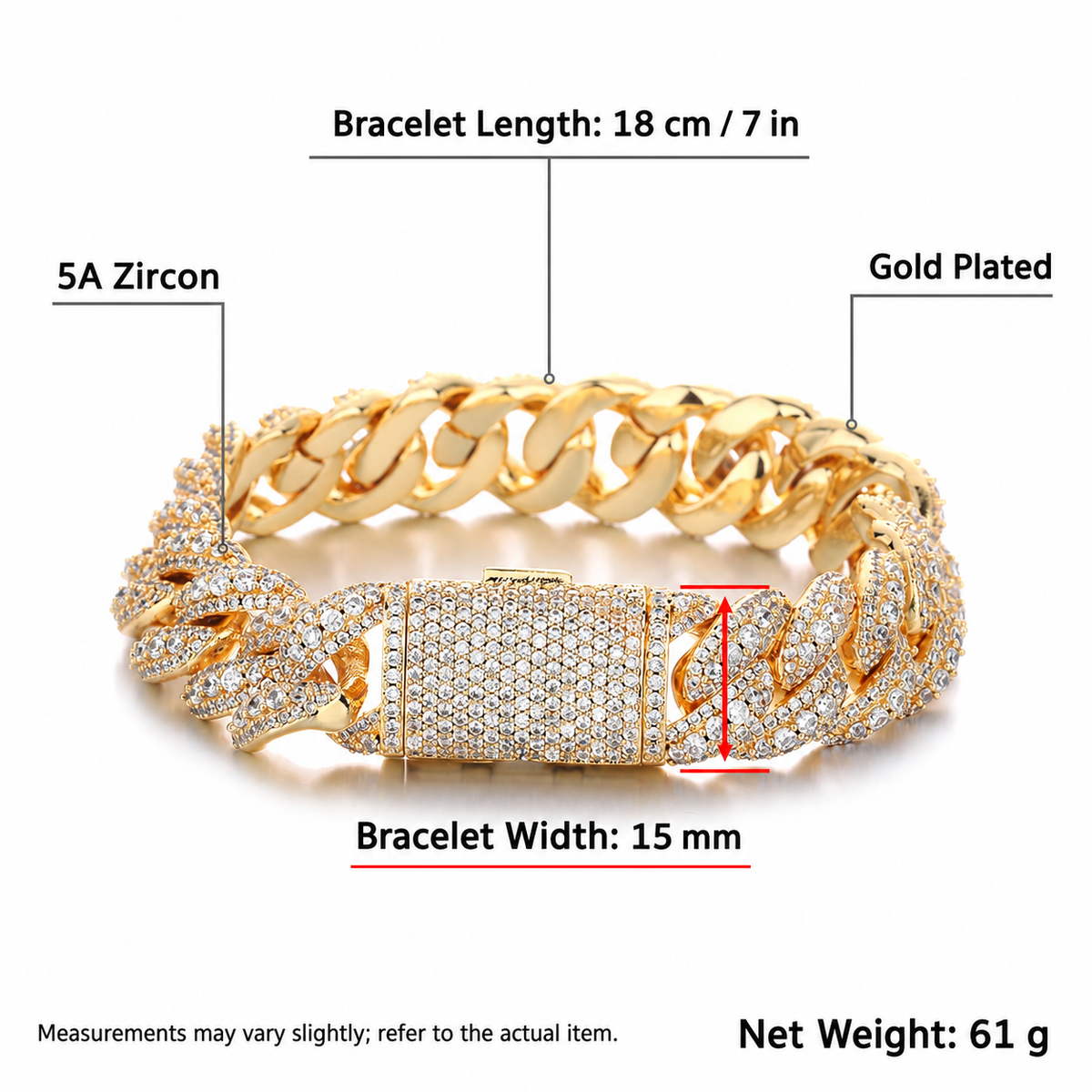 12–18mm Iced Bubble Cuban Link Bracelet
