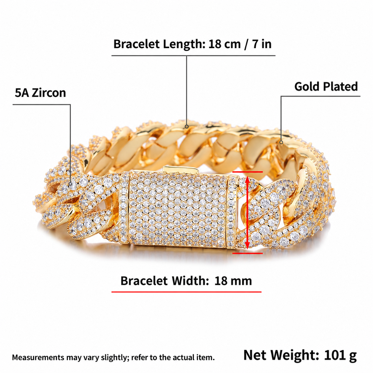 12–18mm Iced Bubble Cuban Link Bracelet