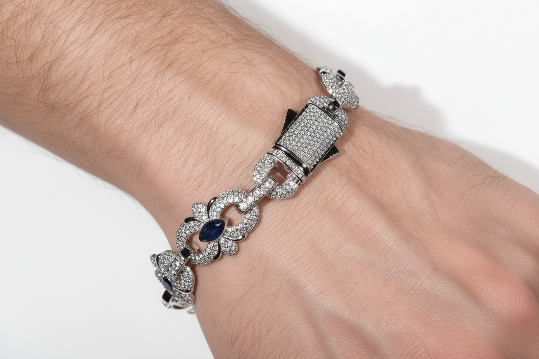 16mm Iced Out Marquise Floral Link Bracelet